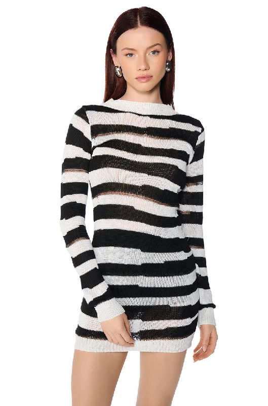 ANI STRIPED LONG SLEEVE MINI DRESS