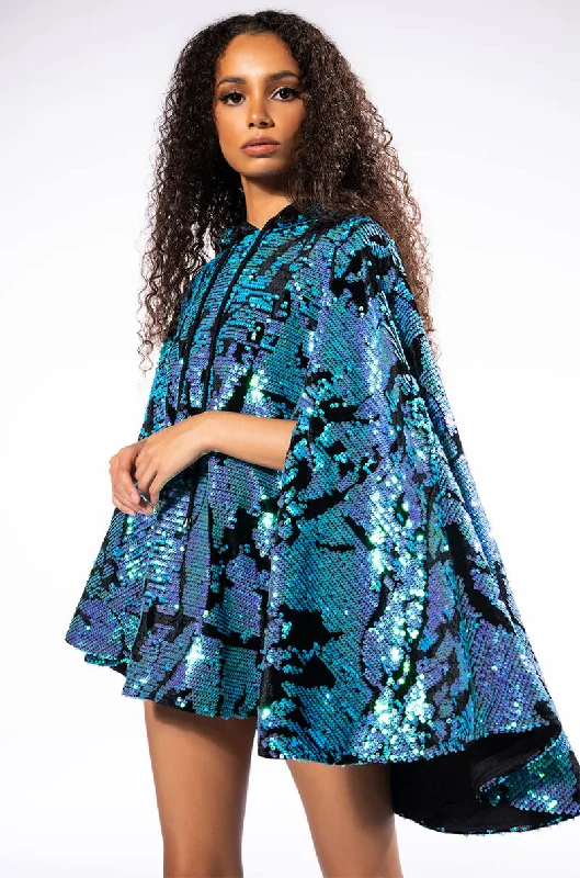 TALKING IN CIRCLES SEQUIN PONCHO DRESS