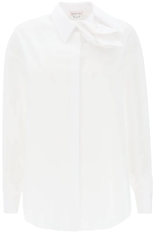 Alexander mcqueen shirt with orchid detail 768314 QAAAD OPTICAL WHITE