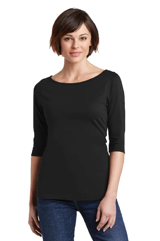 District Womens Perfect Weight 3/4 Sleeve T-Shirt - Jet Black - Closeout