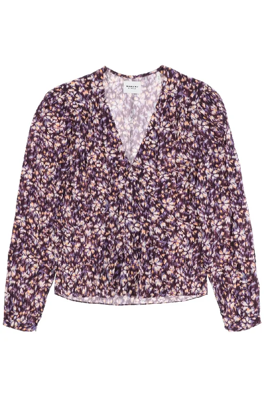 Isabel marant etoile eddy floral crepe blouse HT0221FA A3J33E PURPLE ORANGE