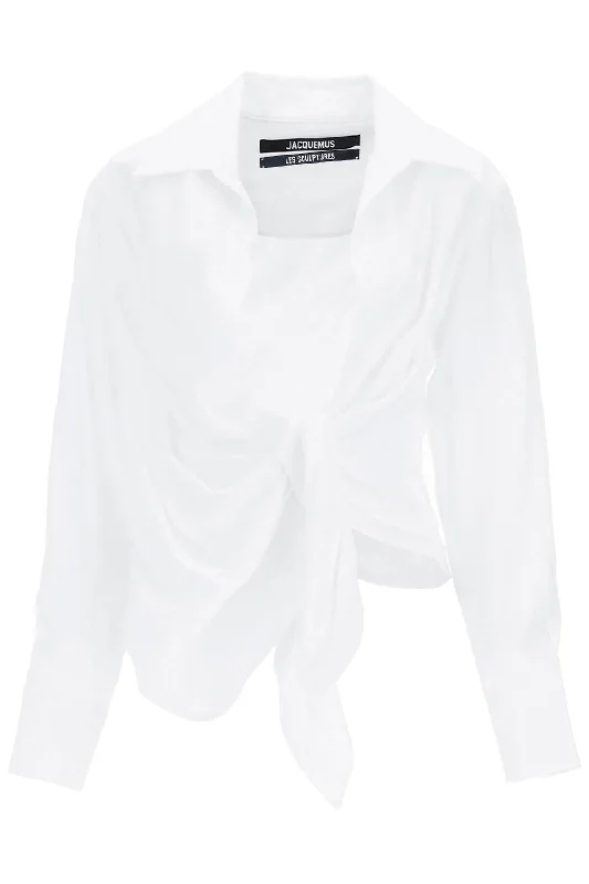 la chemise bahia' draped blouse 213SH002 1020 WHITE