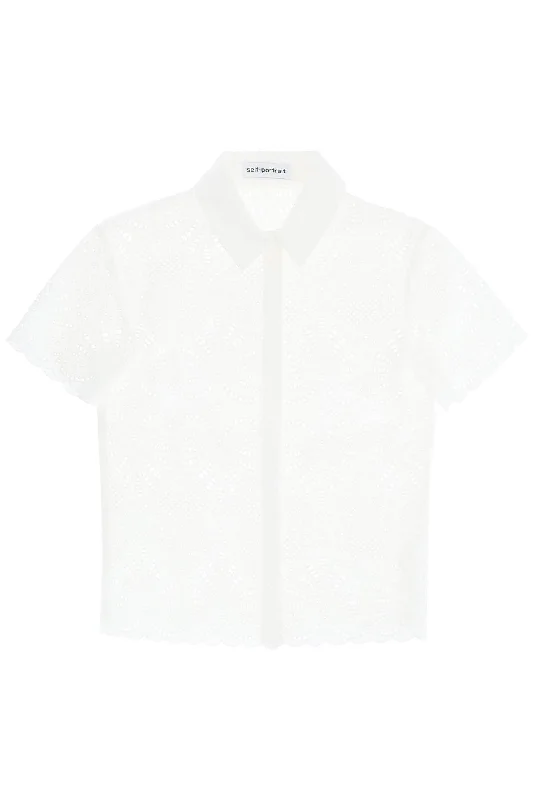 short-sleeved sangallo lace shirt SS24 141TA W WHITE