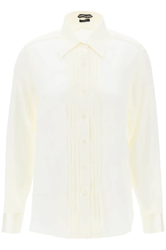 Tom ford silk charmeuse blouse shirt CA3269 FAX1191 OFF WHITE