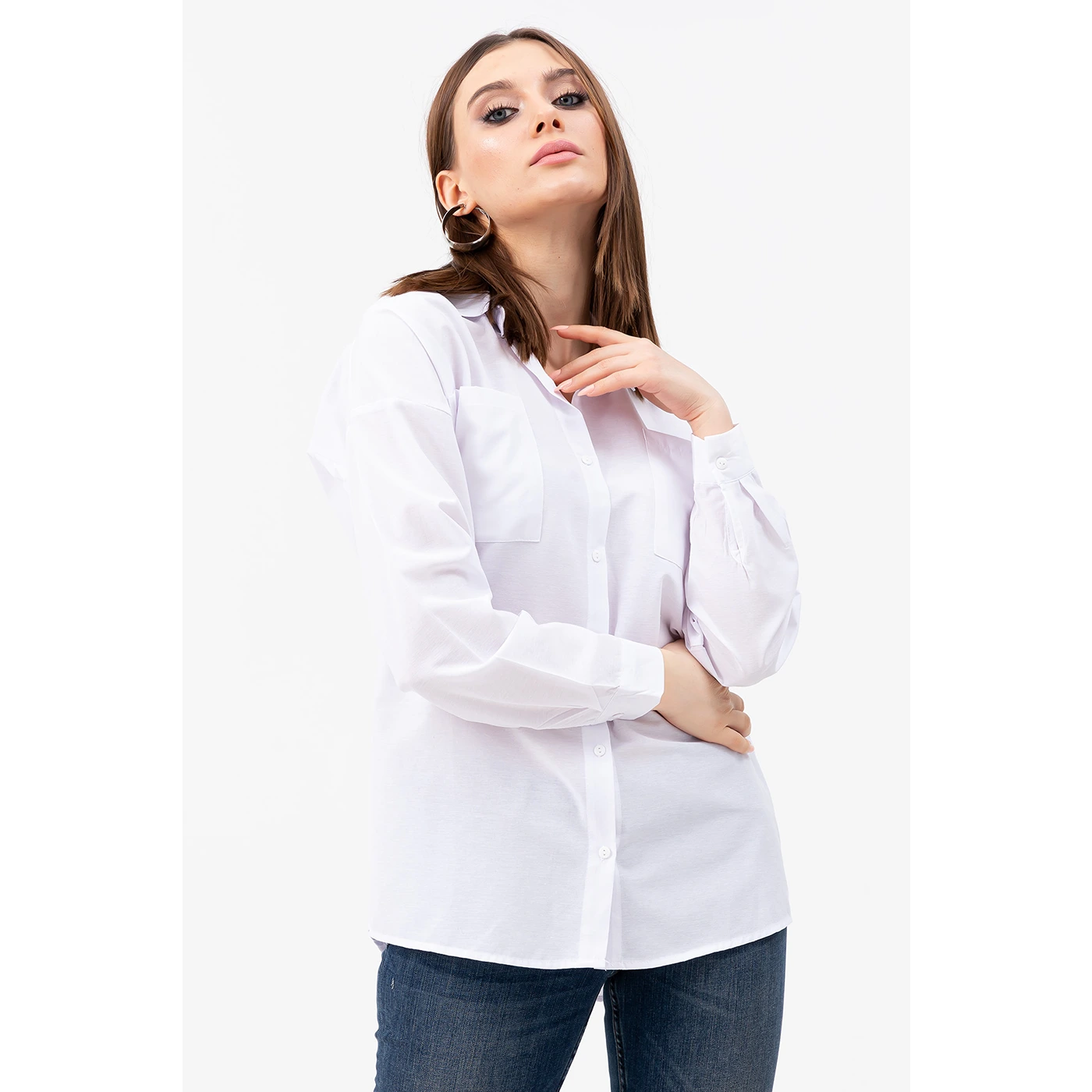 White Oversized Pocket Shirt