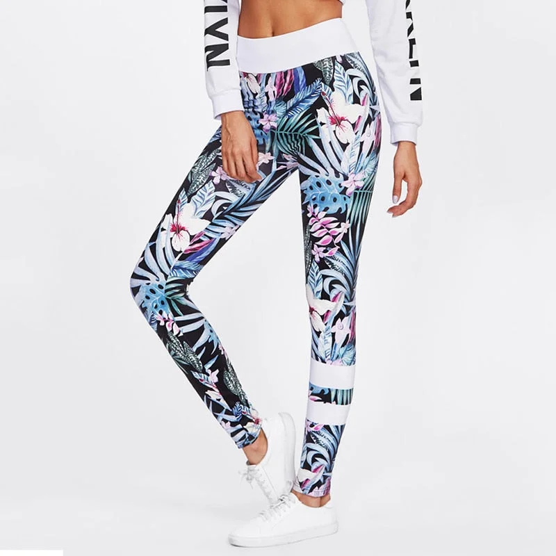 Women Fitness Pants Workout Leggings Floral Print Leggin Women YugaTrousers Sporting Hip Push Up Pants Slim Trousers for Female