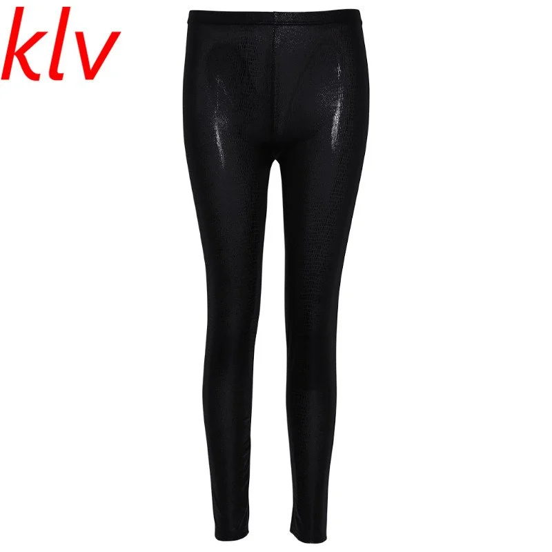 Women Girl Faux Leather Snakeskin Stretchy Pencil Pants Jegging Leggings