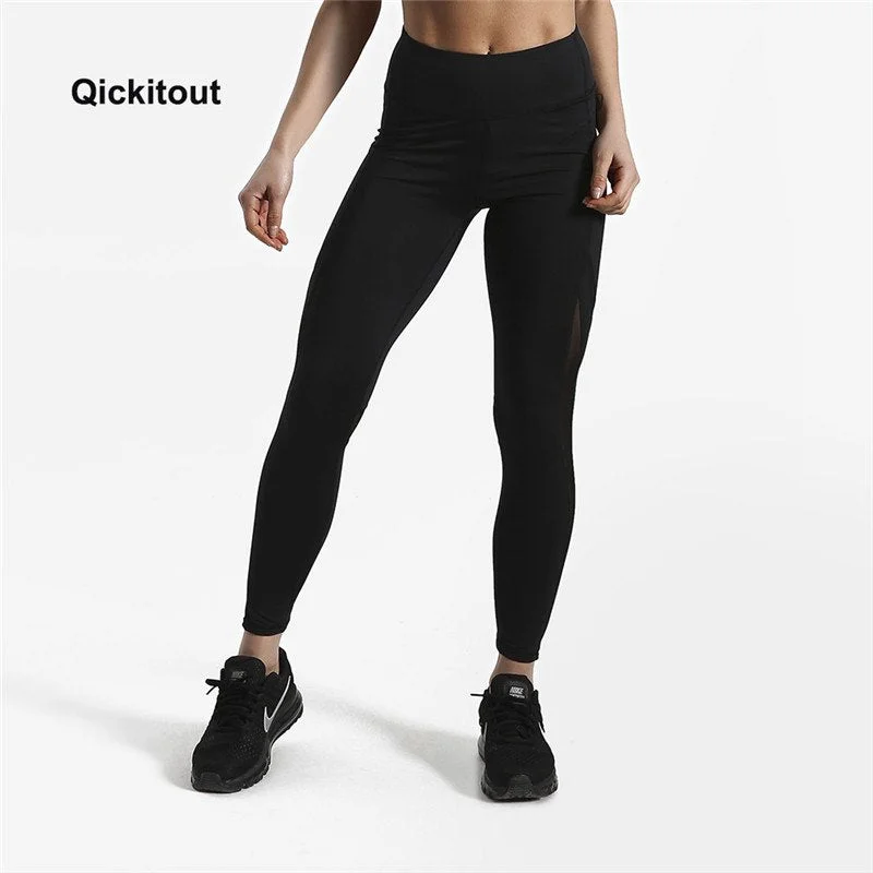 Women Mesh Pants Fitness Leggings Sporting Workout Leggings Elastic Trousers Slim Striped Printed Pants High Waist Leggings