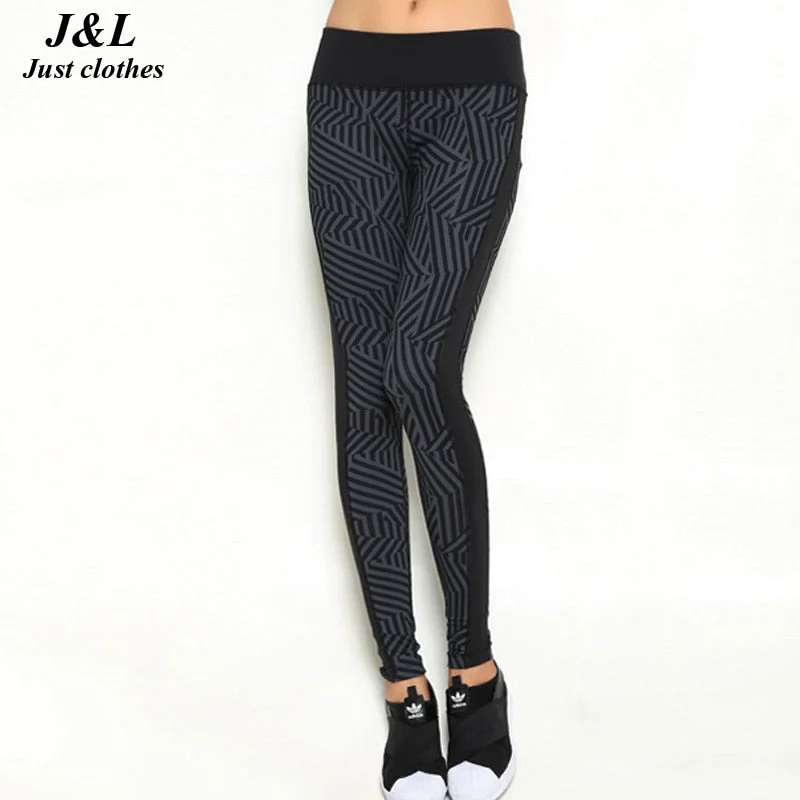 Womens Sporting Leggings Black Print Workout Women Fitness Legging Pants Slim Jeggings Wicking Force Exercise Clothes Ropa Mujer