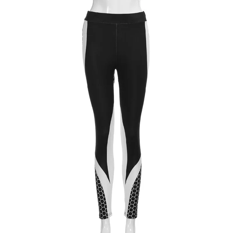 Womens 3D Printed honeycomb Skinny Workout Leggings Cropped Pants fitness high waist leggings Black legging for women