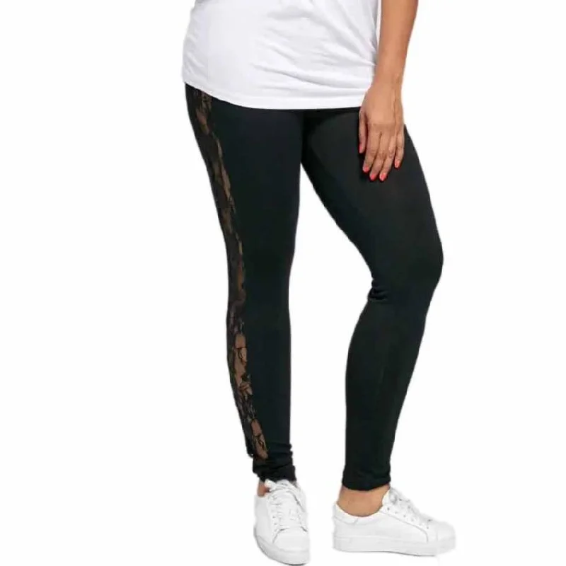 womens leggings pants Lace Solid black Spring Summer leggings xxxl plus size Polyester high waist leggings fitnesselasticity