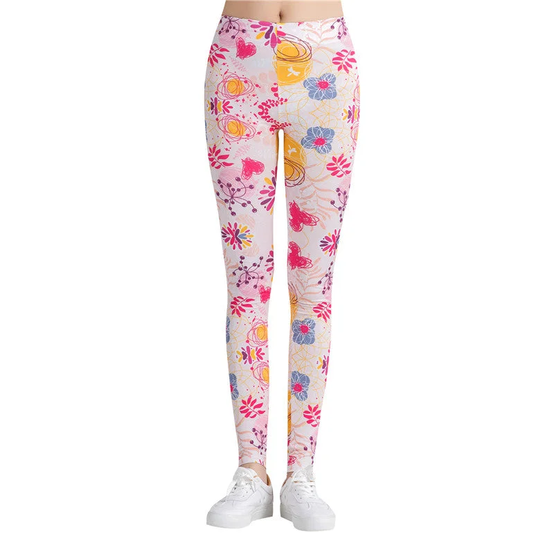 Print Leggings Women Fitness Legggings Colorful Printed Pants Female Trousers High Elastic Leggings Pencil leggings WAIBO BEAR