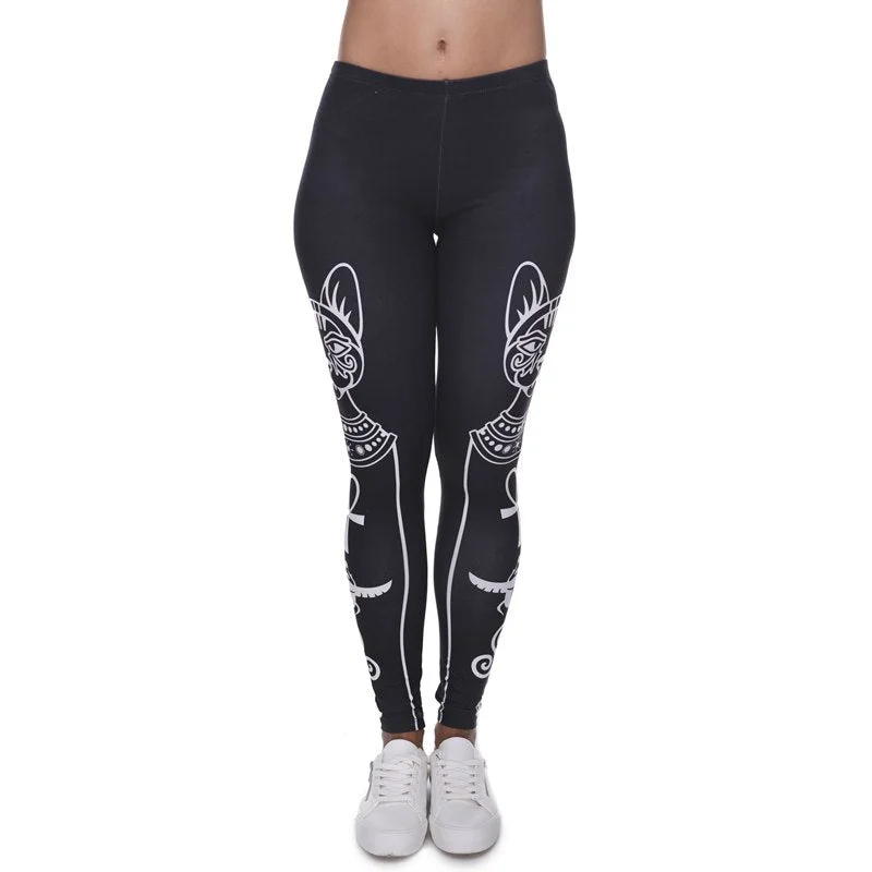 High Elasticity Egyptian cat symbols Printed Fashion Slim fit Legging Workout Trousers Casual Pants Leggings for Women