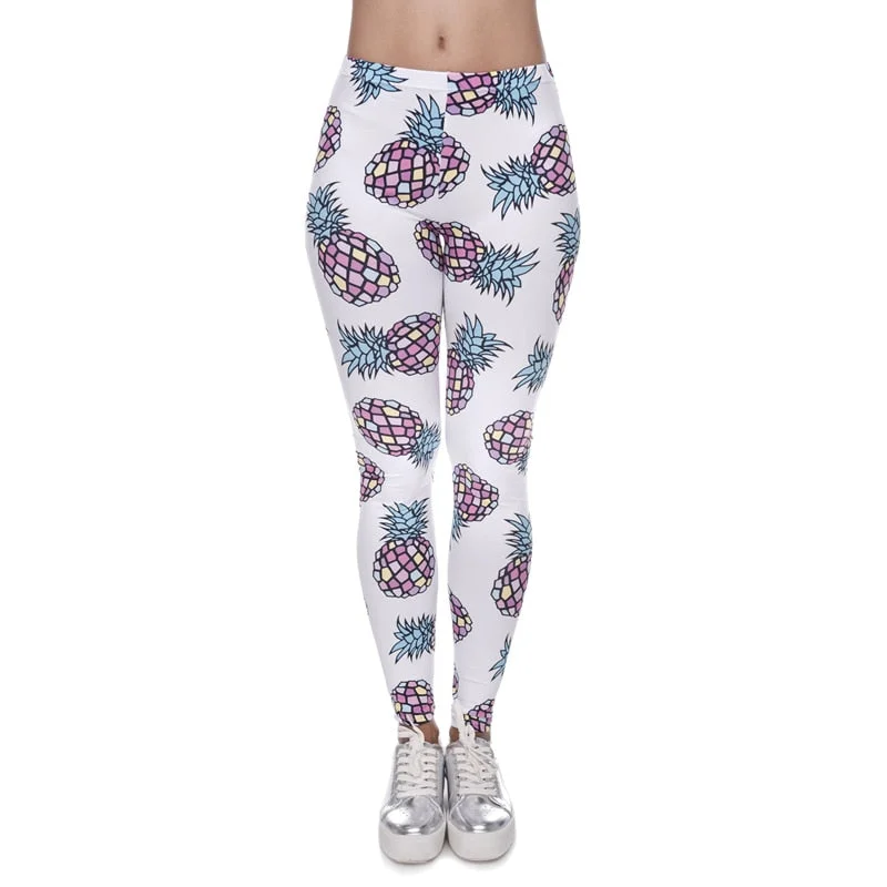 High Elasticity Fruit Printed Fashion Slim Fit Legging Workout Trousers Casual Pants Leggings For Women