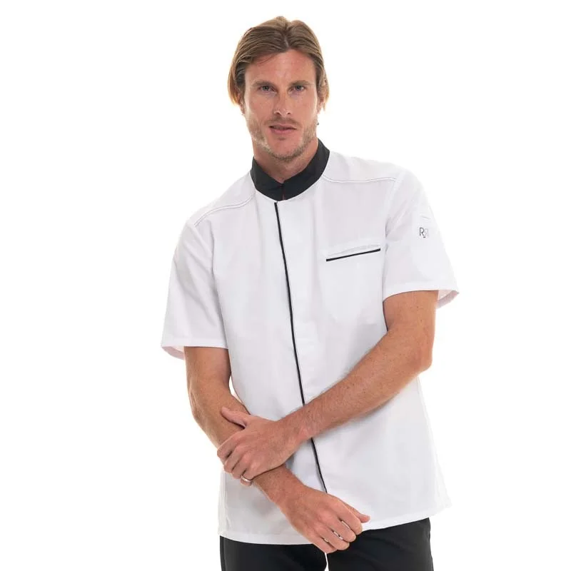 ABAX White and Black Short Sleeve Kitchen Coat - ROBUR