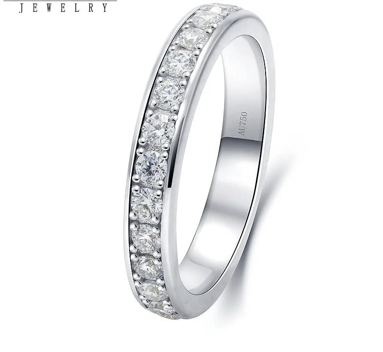 AEW S925 Silver 1.2ctw DF Color Moissanite Eternity Wedding Band Moissanite Ring for Women Ladies Ring