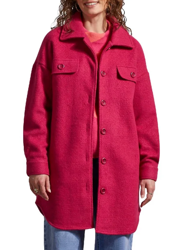 Boiled Wool Jacket In Fuchsia