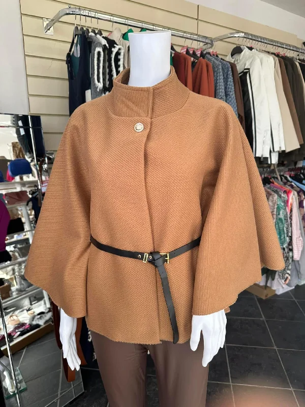 Camel belted cape