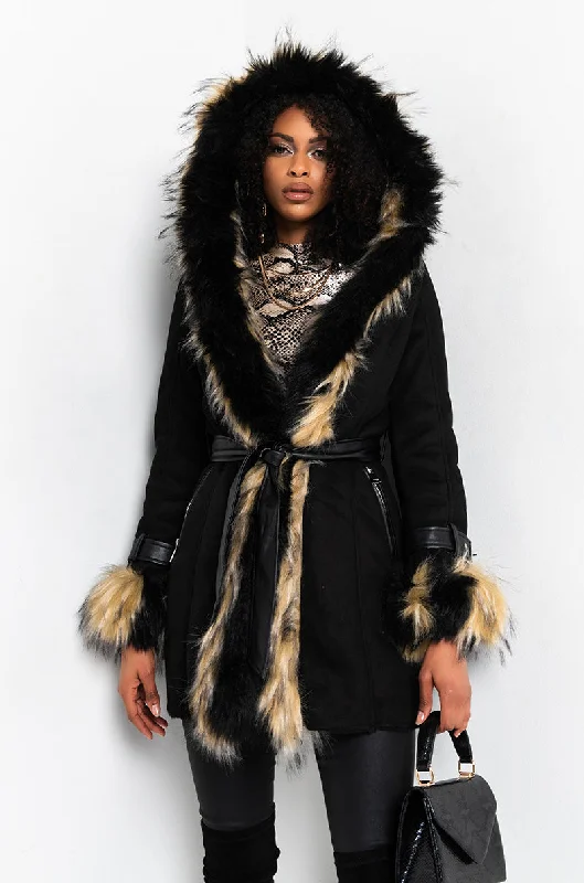 CATALINA MIX FAUX FUR LONG DRESSY COAT