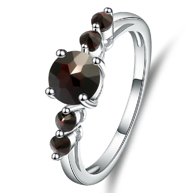 GEM'S BALLET Natural  Black Garnet  Gemstone Ring Genuine 585 14K 10K 18K Gold 925 Silver Rings For Women Jewelry Vintage