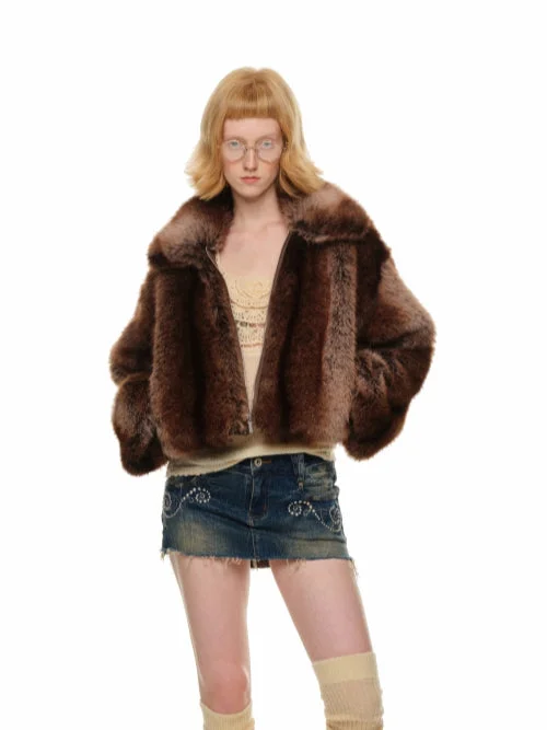 Gradient Eco-Friendly Short Fur Jacket