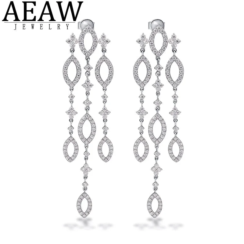 New Fashion Real Solid 10K Gold Moissanite Drop Earrings for Women Elegant Jewelry Party Accessories