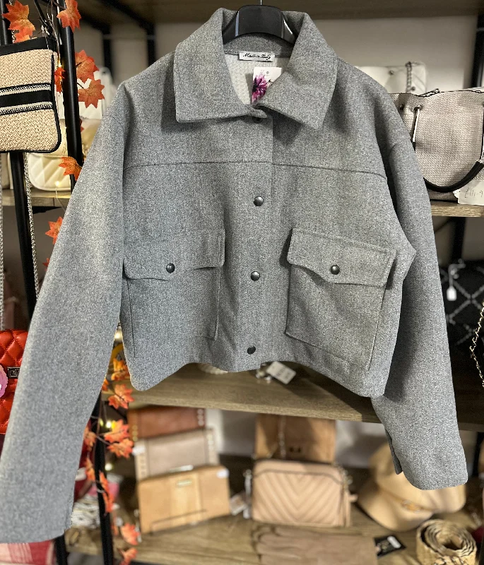 Grey cropped trucker jacket