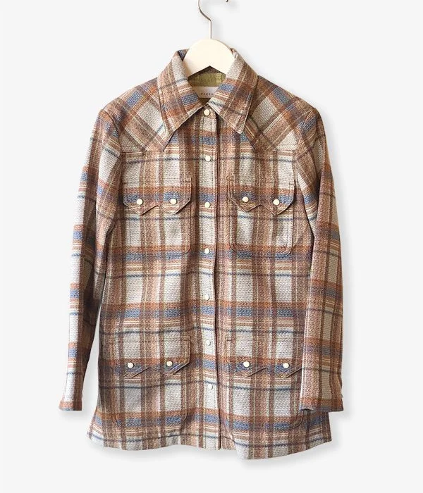 PHEENY/CHECK JAQUARD WESTERN SHIRT BLOUSON(WHITE×ORANGE)