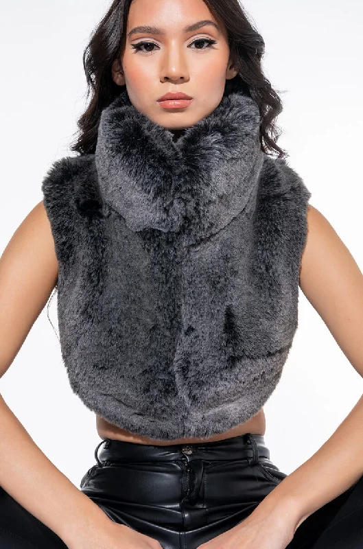 SOLANGE CROP FAUX FUR VEST