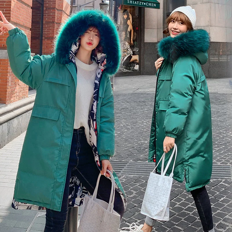 Women Parka Coats Double Sided Wear