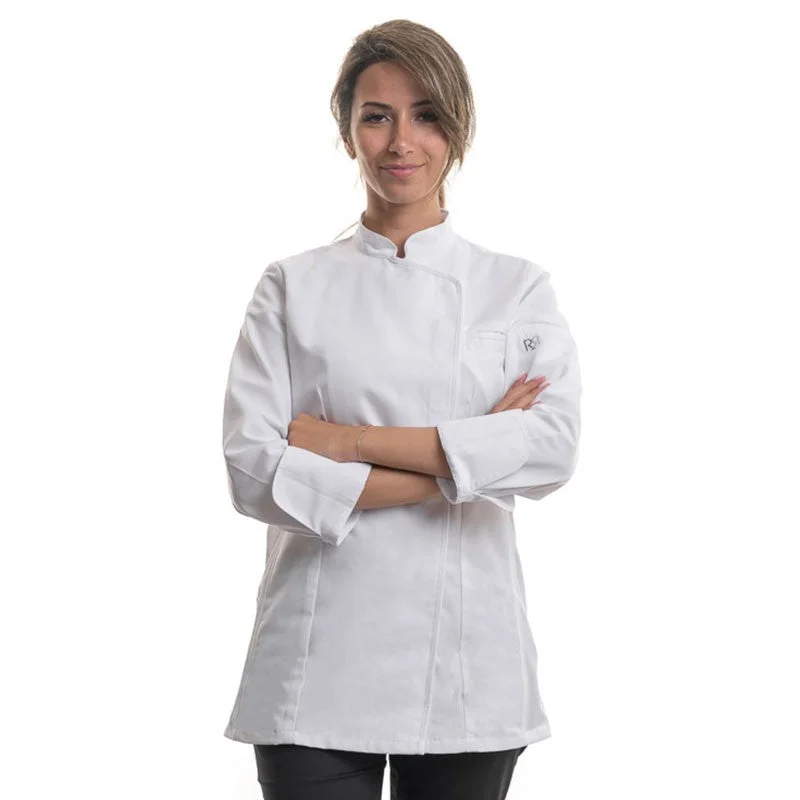 Women's White Long Sleeve Kitchen Coat Expression - ROBUR