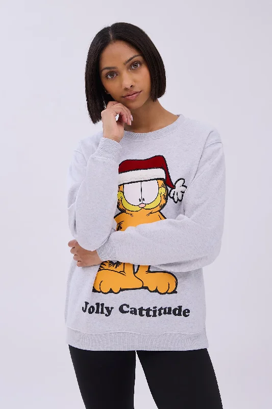 Garfield Holidays Graphic Crew Neck Sweatshirt Oversized Hoodie Comfort Casual