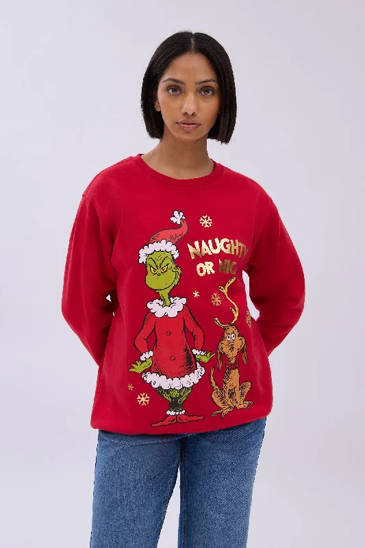 The Grinch Foil Graphic Crew Neck Sweatshirt Hoodie with Velcro Closure Adjustable Secure