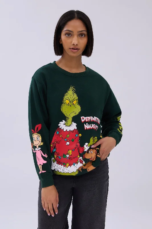 The Grinch Definitely Naughty Graphic Crew Neck Sweatshirt Hoodie with Crew Neck Simple Timeless