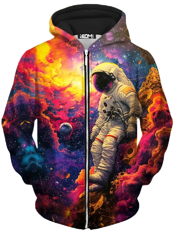 Astro Journey Unisex Zip-Up Hoodie Hoodie with High-Low Hem Asymmetrical Trendy