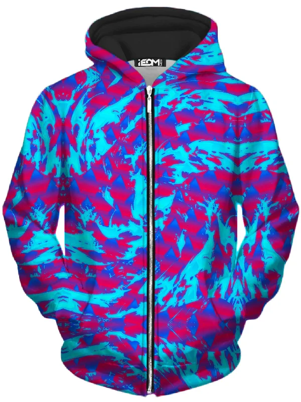 Berry Blast Hypno Splatter Unisex Zip-Up Hoodie Hoodie with Hood Adjustable Protection