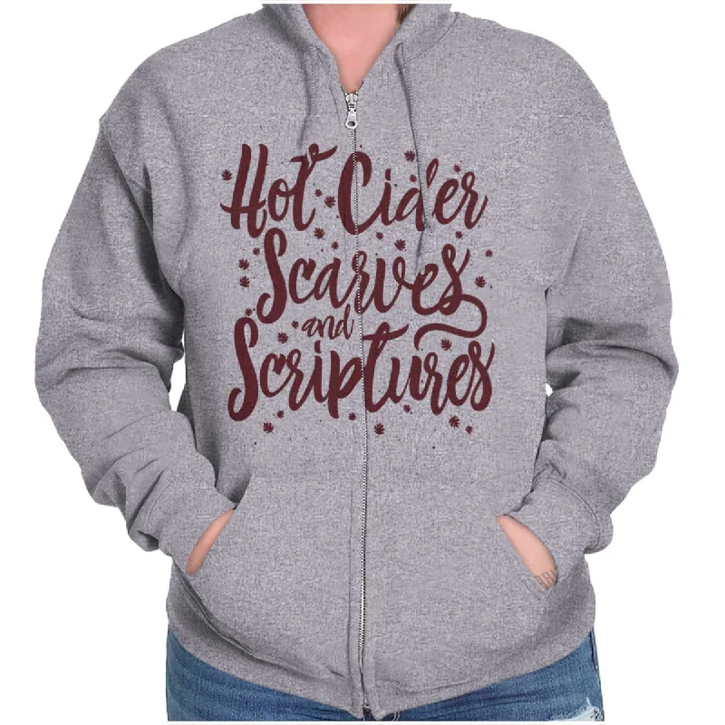 Cider Scarves Scriptures Zip Hoodie Hoodie with Drawcord Adjustable Secure