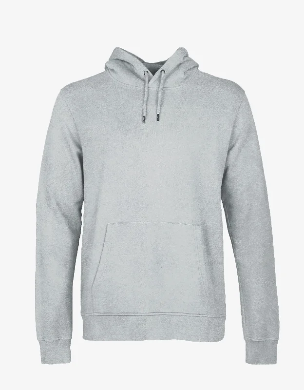 Classic Organic Hood - Faded Grey Hoodie with Hem Lace Feminine Delicate