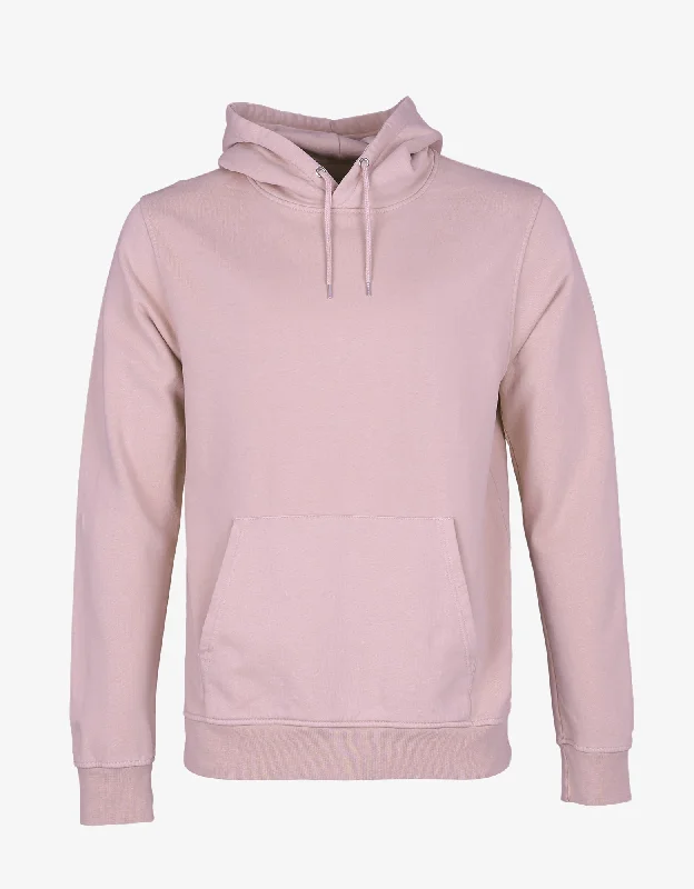 Classic Organic Hood - Faded Pink Hoodie with Lace Feminine Delicate