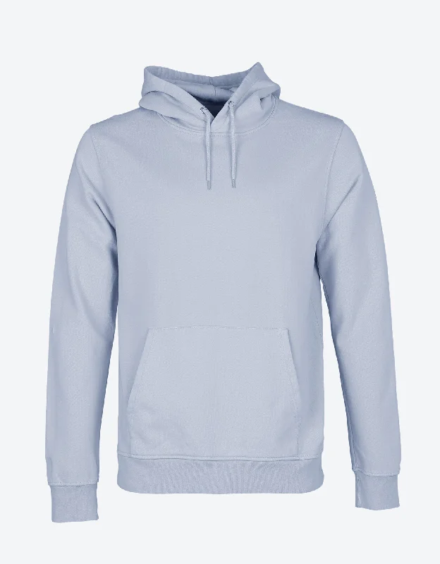 Classic Organic Hood - Powder Blue Hooded Sweatshirt Casual Wear Street Style