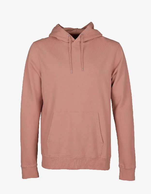 Classic Organic Hood - Rosewood Mist Hoodie with Stripes Bold Sporty