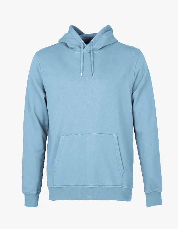 Classic Organic Hood - Seaside Blue Hoodie with Hem Drawcord Adjustable Customizable