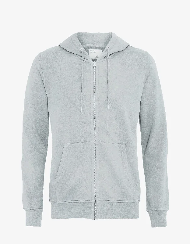 Classic Organic Zip Hood - Faded Grey Hoodie with Illustration Artistic Creative