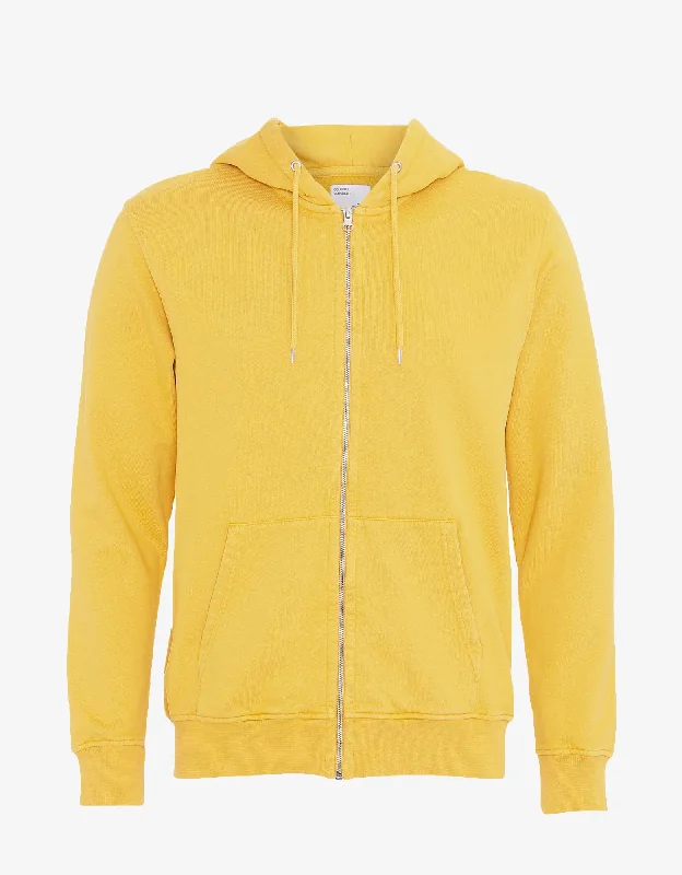 Classic Organic Zip Hood - Lemon Yellow Hoodie with Cropped Fit Short Trendy