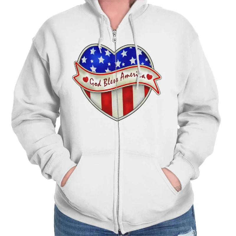 God Bless America Zip Hoodie Hoodie with Tie-Dye Psychedelic Retro