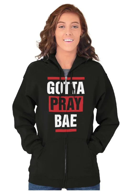 Gotta Pray Bae Zip Hoodie Hoodie with Neon Bright Vibrant