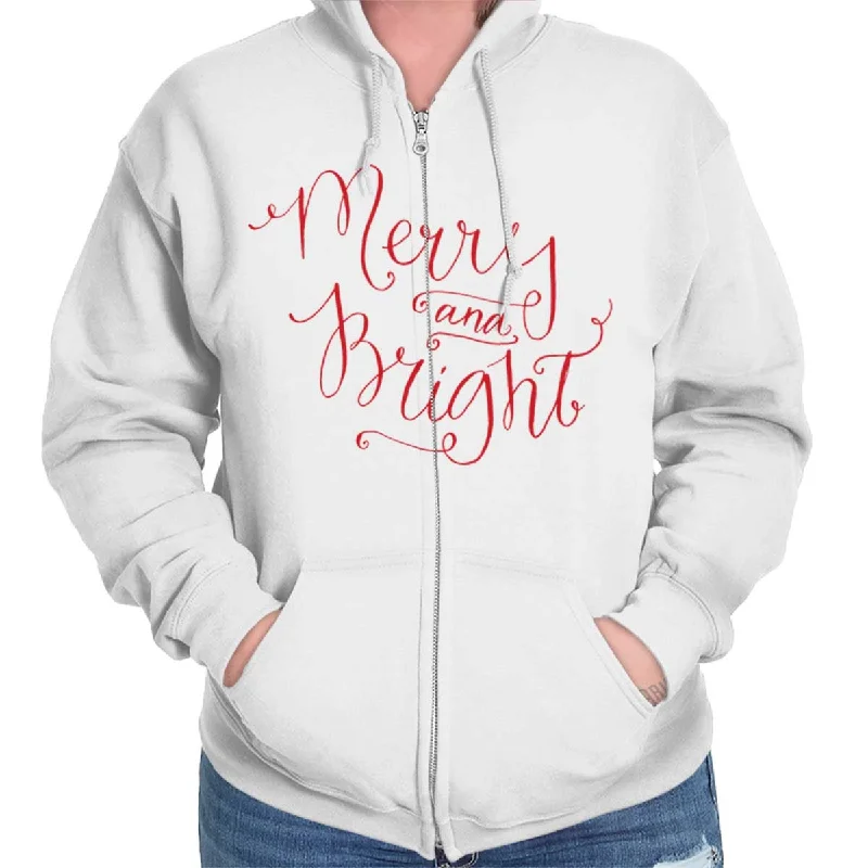 Merry And Bright Zip Hoodie Hoodie with Exposed Zipper Edgy Industrial