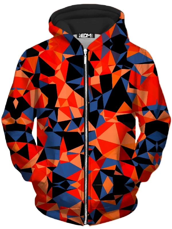 Orange and Black Geo Unisex Zip-Up Hoodie