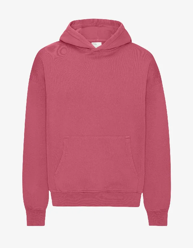 Organic Oversized Hood - Raspberry Pink Hoodie with Crew Neck Simple Timeless