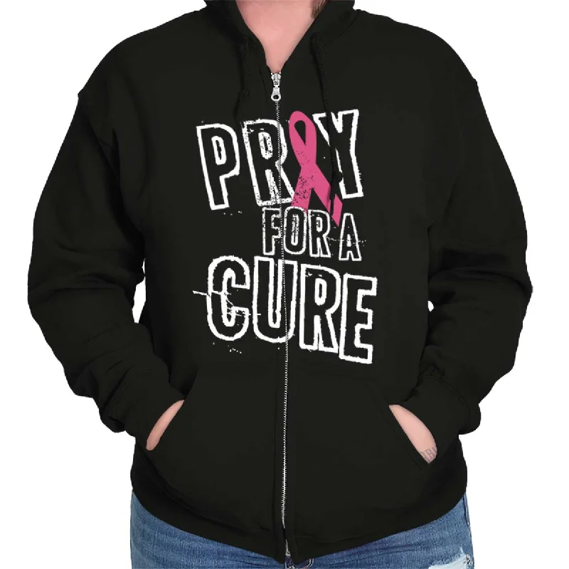 Breast Cancer Awareness Zip Hoodie Hoodie with Cropped Fit Short Trendy